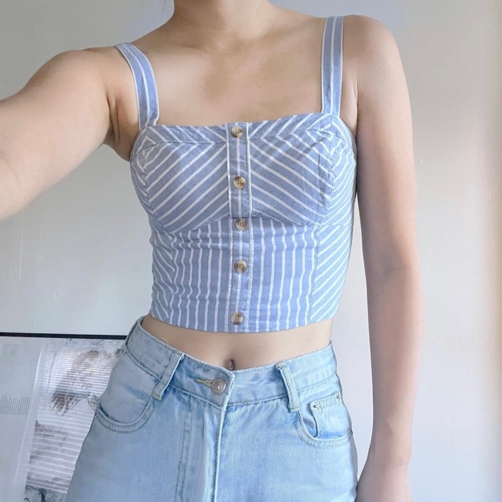 Abercrombie Blue and white corset top